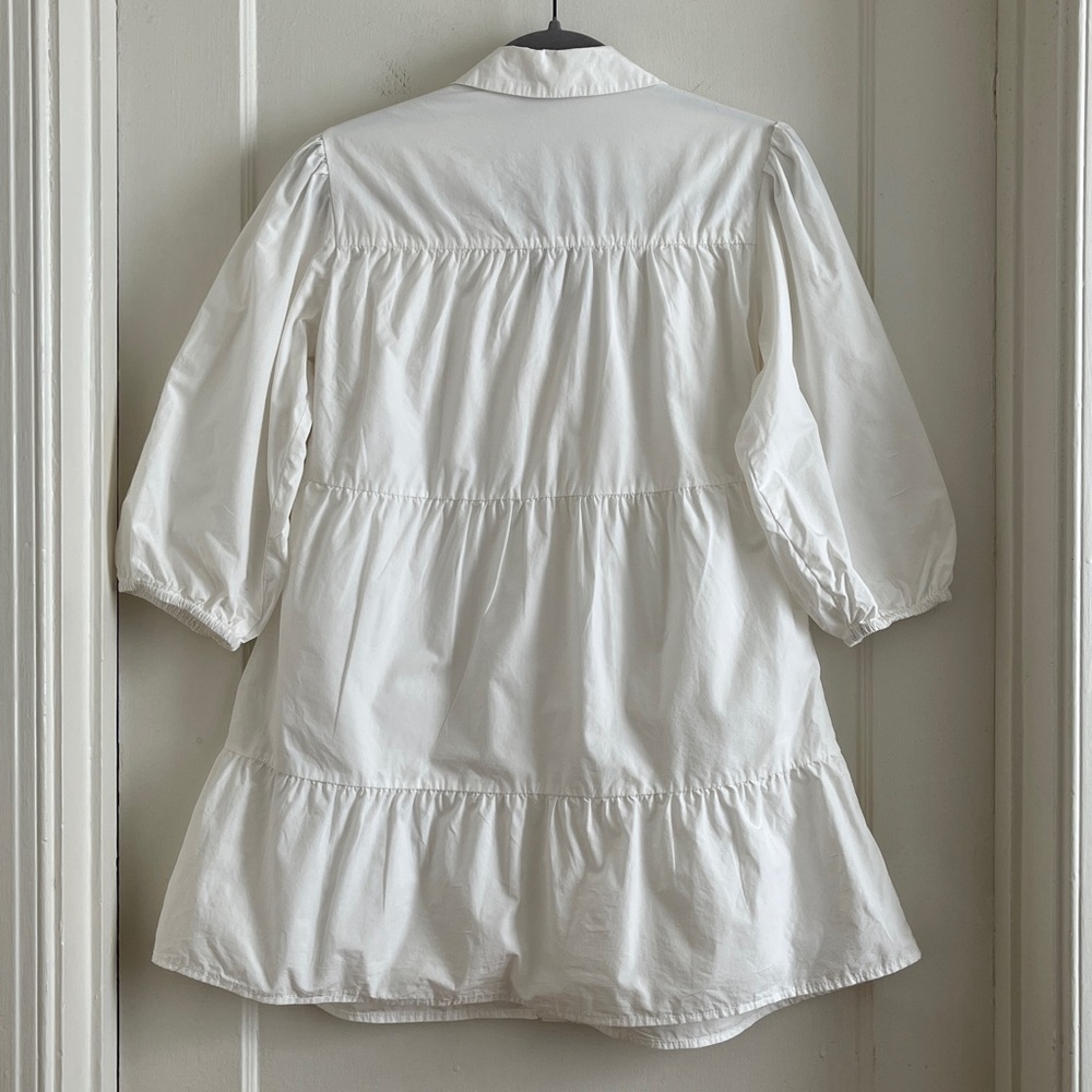 & Other Stories Tiered Cotton Fully Lined Puff Sleeve Shirtdress Mini Dress XS - Picture 4 of 13